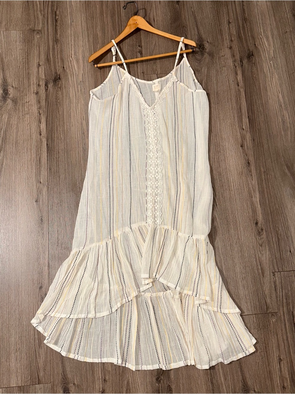 Surf Gypsy Cream Cotton Maxi Dress Coverup Lagenlook